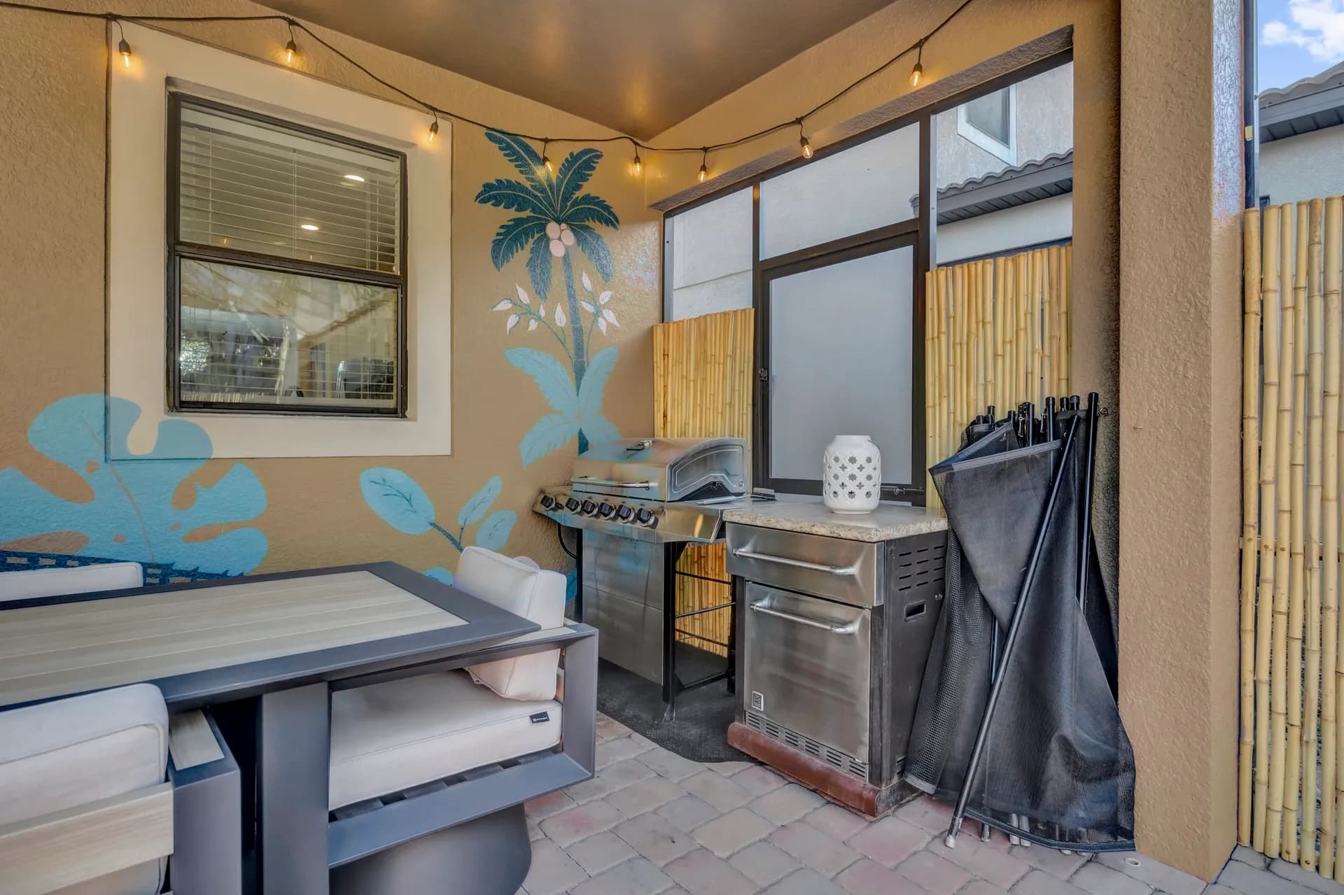 Covered Patio & BBQ at ChampionsGate Luxury Villa in Davenport, Florida