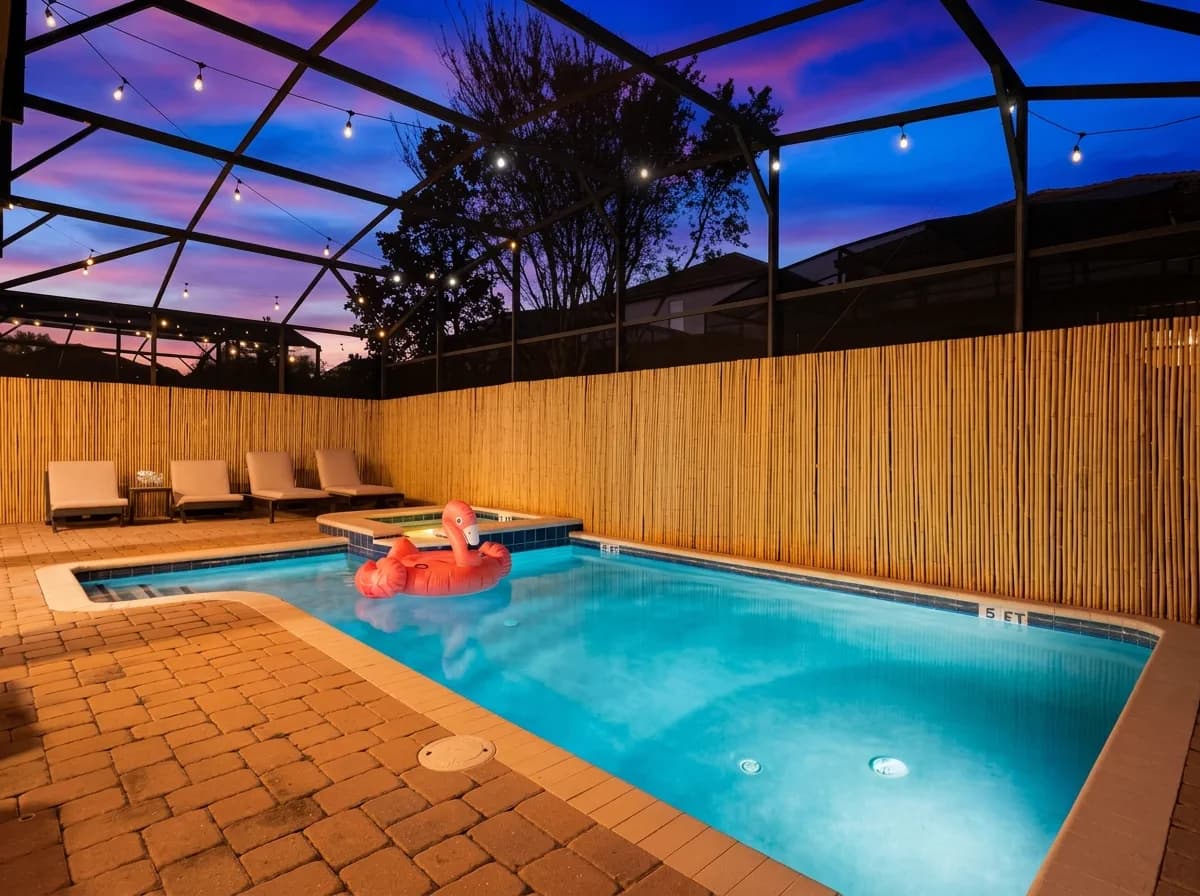 Private screened heated pool at the Champions Gate vacation rental