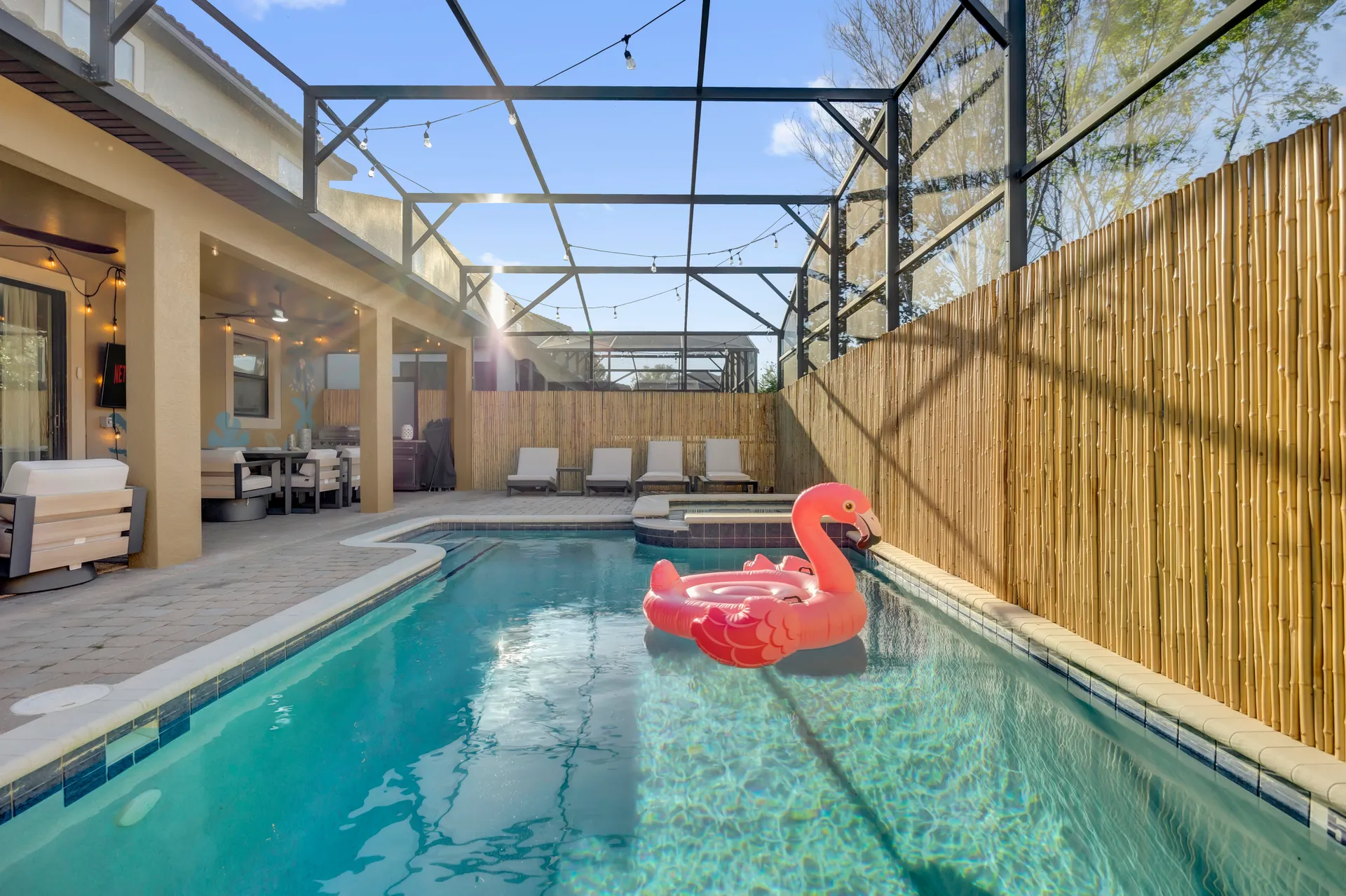Private Screened Pool at the luxury villa